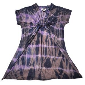 Custom Tie-Dye Vintage Y2K Reworked Boho V-Neck Tunic Top L
